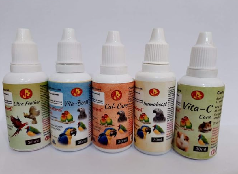 Pet Care International (PCI) Ultra Feather, Immuboost, VitaBoost, Vita-C & Cal Care for Healthy Feathers and Provide Essential Vitamins, Minerals and Calcium for Healthy Bird Healthcare (Combo) (30ml)