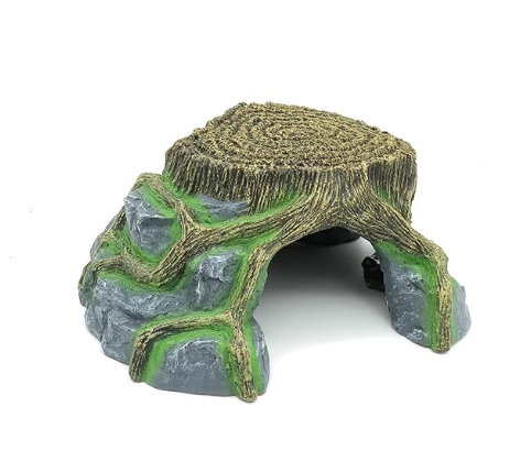 JIHAQUA Resin Large Turtle Tank Accessories Reptile Hideouts Cave Habitat Decor for Gecko Leopard Lizards Toad