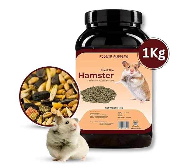Foodie Puppies Premium Hamster Food Pellets Highly Nutritious Diet Essential Ingredients for a Healthy and Active Lifestyle for Your Hamster (1kg)