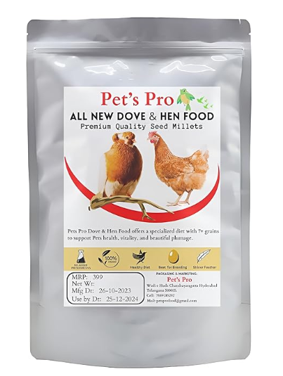 Pets Pro Pigeon, Dove & Hen Food (1KG) | Specially Food Mix with Multigrain & Seeds. Ingredients with 11+ Delicious Grains & Nuts for Hen & Doves.