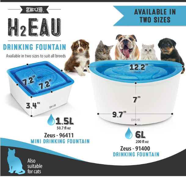 91400 ZEUS H2EAU DOG DRINKING FOUNAIN 6L