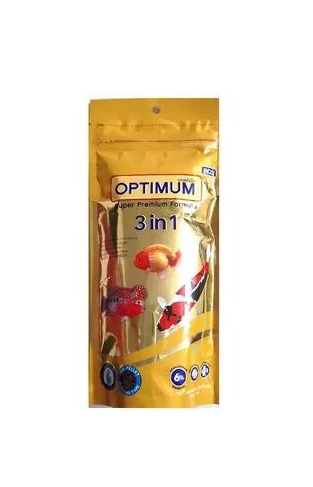 OPTIMUM SUPER PREMIUM 3 IN 1 FISH FOOD 100 GM (6% SPIRULINA)