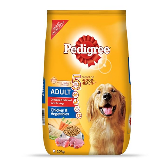 Pedigree Adult Dry Dog Food, Chicken & Vegetables Flavour, 20kg Pack