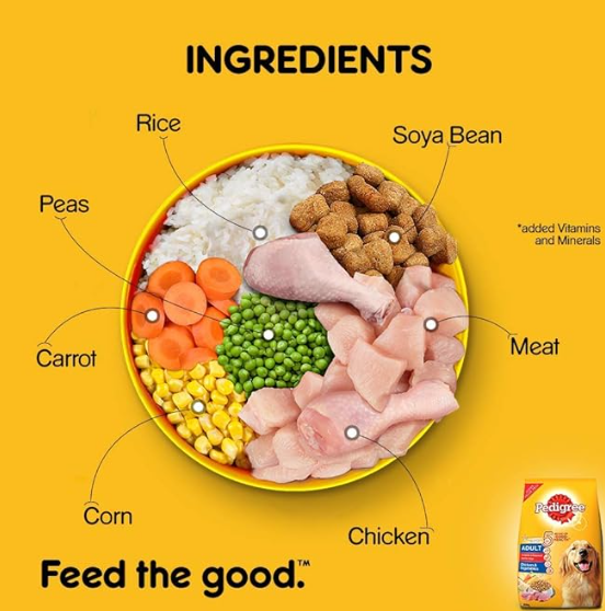 Pedigree Adult Dry Dog Food, Chicken & Vegetables Flavour, 20kg Pack
