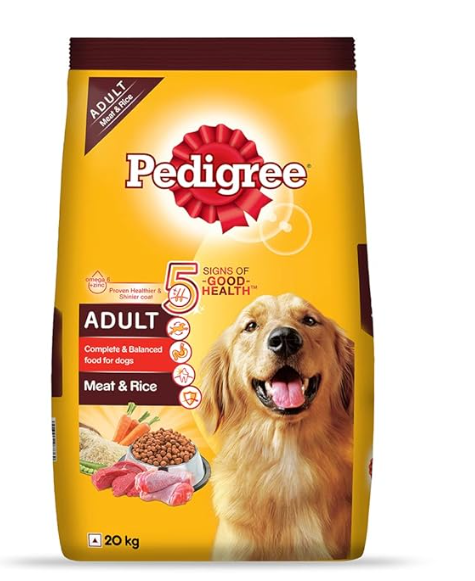 Pedigree Adult Dry Dog Food, Meat & Rice, 20Kg, 1 Count