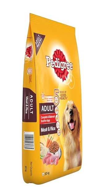 Pedigree Adult Dry Dog Food, Meat & Rice, 20Kg, 1 Count
