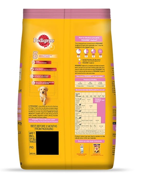 Pedigree Puppy Dry Dog Food, Chicken & Milk, 3kg Pack