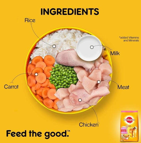 Pedigree Puppy Dry Dog Food, Chicken & Milk, 3kg Pack