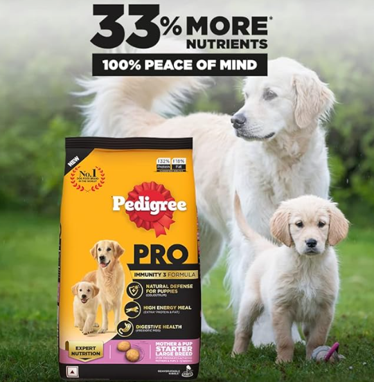 Pedigree Pro Mother & Pup Starter Large Breed, Dry Dog Food, Expert Nutrition for Pregnant/Lactating Mothers & Pups (3-12 Weeks), 3 Kg, Chicken,Pack of 1