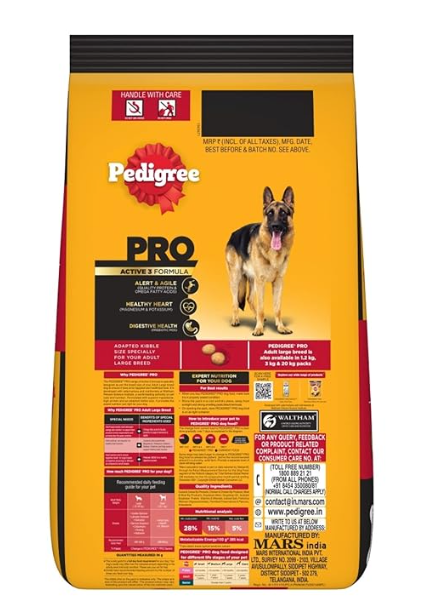 Pedigree Pro Adult Large Breed, Dry Dog Food (18 Months Onwards), 10 Kg Pack, Chicken