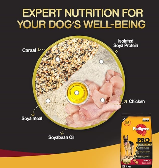 Pedigree Pro Adult Large Breed, Dry Dog Food (18 Months Onwards), 10 Kg Pack, Chicken