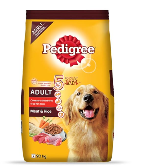 Pedigree Adult Dry Dog Food, Meat & Rice, 20Kg, 1 Count