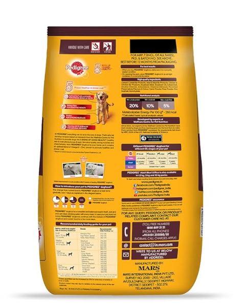 Pedigree Adult Dry Dog Food, Meat & Rice, 20Kg, 1 Count