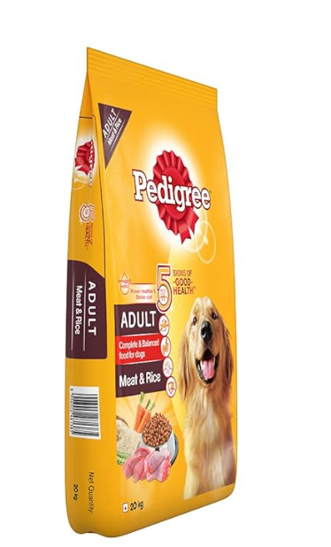 Pedigree Adult Dry Dog Food, Meat & Rice, 20Kg, 1 Count