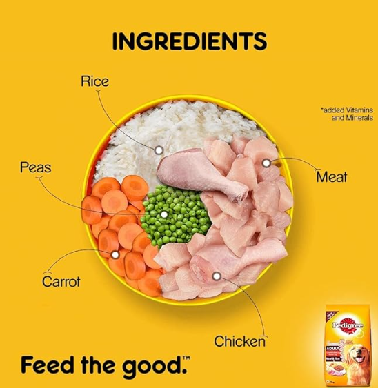 Pedigree Adult Dry Dog Food, Meat & Rice, 20Kg, 1 Count