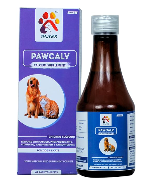 PAAWS Pawcalv Syrup for Dogs Stronger Bones, Teeth & Growth in Pet for All Age Group - 200ml