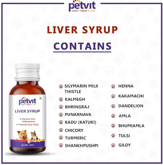Petvit Liver Syrup - Healthy Liver Function | Immunity Booster | Dog Supplement for All Age Group - 100ml