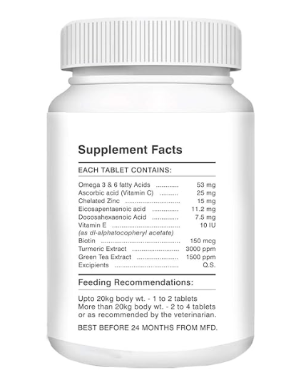Drools Absolute Dog Supplement Tablet, Skin + Coat 175g 50 Pieces Jar
