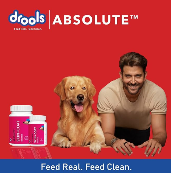 Drools Absolute Dog Supplement Tablet, Skin + Coat 175g 50 Pieces Jar
