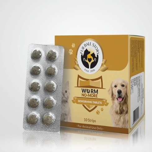 Fur Ball Story Worm No More Deworming Tablets for Dogs & Cats - Pack of 1 Strips (10 Tablets)