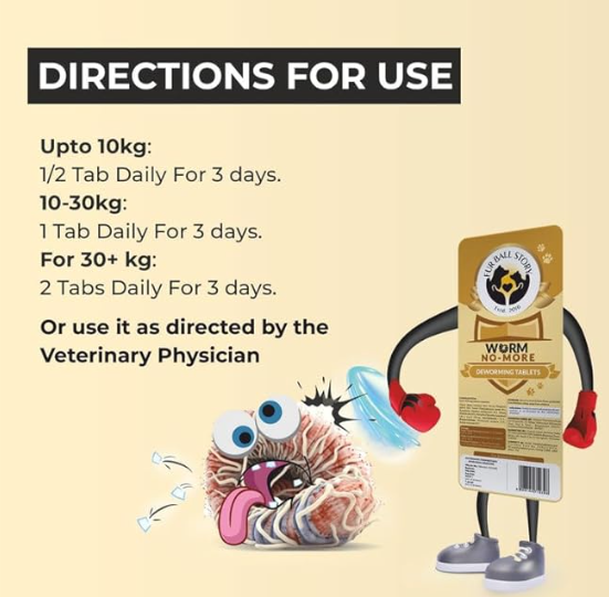 Fur Ball Story Worm No More Deworming Tablets for Dogs & Cats - Pack of 1 Strips (10 Tablets)
