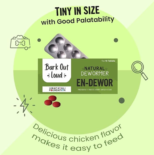 Vivaldis Endewor Dewormer for Dogs and Cats, Natural Enzyme and Probiotic Based Supplements for Gut Health to Kill & Expels Parasites - 1X10 Tablets