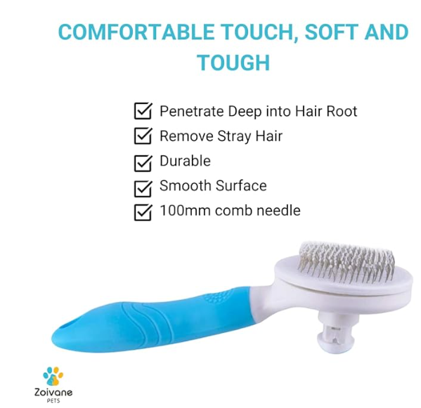 ZOIVANE Dog Comb, Flea Comb for Dog, Labrador, Shih Tzu, Golden Retriever, German Shepherd, & Dog Grooming Comb Brush, Dog Hair Brush, Self Cleaning Dog & Cat Comb, Pet Hair Comb - Any Color - Pack of 1