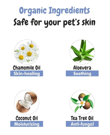 Bscly Total Care Dog Shampoo 1000Ml - Ticks & Fleas Prevention - Enriched with Chamomile, Aloe and Coconut Oil - Moisturizes & Heals Skin - Suitable for Pomeranians to Golden Retrievers