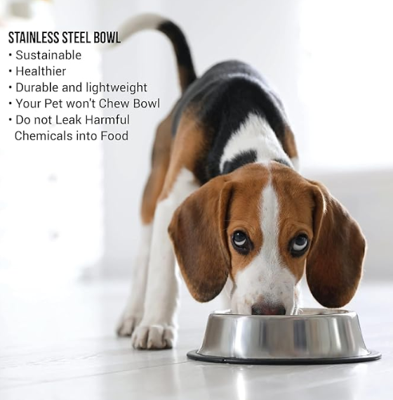 Pets Empire Stainless Steel Dog Bowl, Dog Food Bowl, Dog Feeding Bowl, Medium (Set of 2 x 700ml)