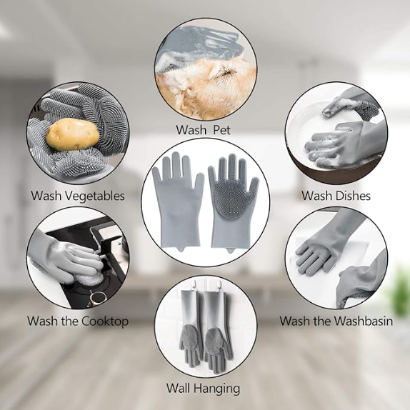 Pack of 2 Dog cats Pet Grrooming Silicon shampoo Dispenser Brush with 1 Pair Bathing Gloves Soft Bristle For Soothing scrubber Massage Shower bathing Accessories Use clean Loose Hair Fur For Dogs Pets