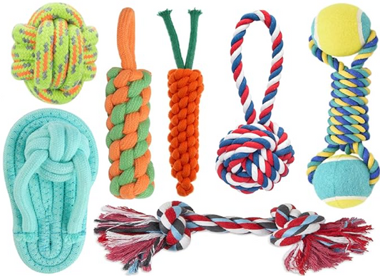 Agirav Tail Dog Toys + Dog Chew Toys + Rope Toys + Dog Toys for Small to Medium Dog + Tug Toy + Dog Toy Pack of 7