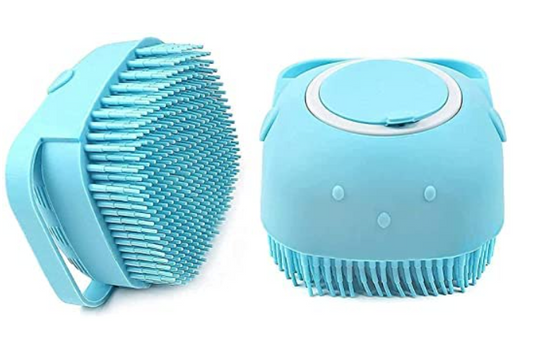 HUDACRUSH Dog Bath Brush Body Scrubber Shampoo Dispenser Tick Remover for Shower Bathing and Shedding Soft Silicone Bristles Brushes Groomers for Pet Puppy Dogs Cat Rabbit Horse (Multicolor 1 pcs)