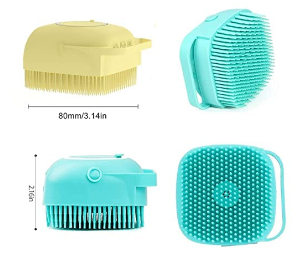 HUDACRUSH Dog Bath Brush Body Scrubber Shampoo Dispenser Tick Remover for Shower Bathing and Shedding Soft Silicone Bristles Brushes Groomers for Pet Puppy Dogs Cat Rabbit Horse (Multicolor 1 pcs)