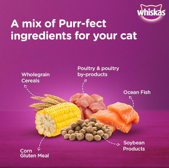 Whiskas Adult (+1 year) Dry Cat Food, Ocean Fish Flavour, 3kg Pack