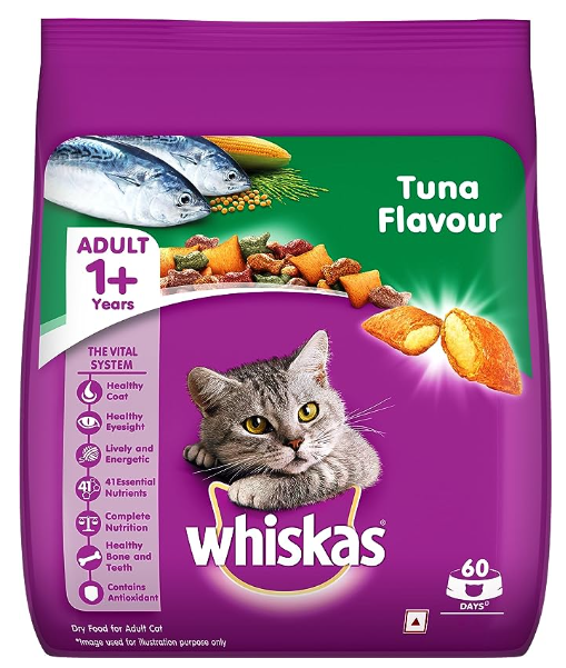 Whiskas Adult (+1 year) Dry Cat Food, Tuna Flavour, 3kg Pack