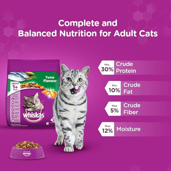 Whiskas Adult (+1 year) Dry Cat Food, Tuna Flavour, 3kg Pack