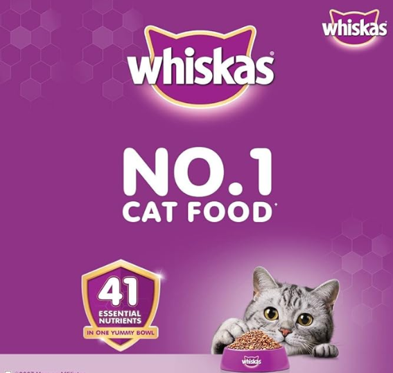Whiskas Dry Cat Food for Adult Cats (1+ Years), Chicken Flavour, 3 kg,Pack of 1