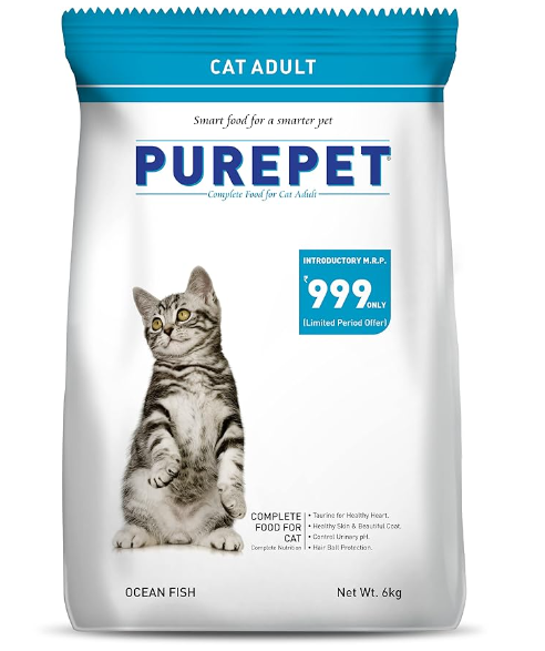 Purepet Dry Cat Adult Food Ocean Fish Flavour, 6 kg Pack