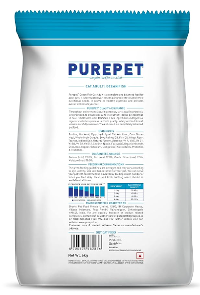 Purepet Dry Cat Adult Food Ocean Fish Flavour, 6 kg Pack