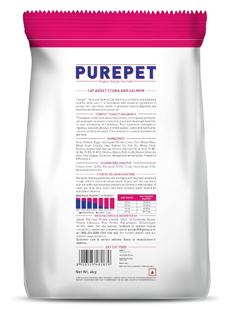 Purepet Dry Cat Adult Food Tuna and Salmon Flavour, 6 kg Pack