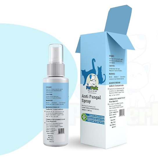 Petperk Anti-Fungal Spray for Cats by Prine Nanotech Advanced Nanotechnology Based Formulation for All Kinds of Fungal Infections Effective Results Within A Week Cats (100 Ml, 1 Piece)