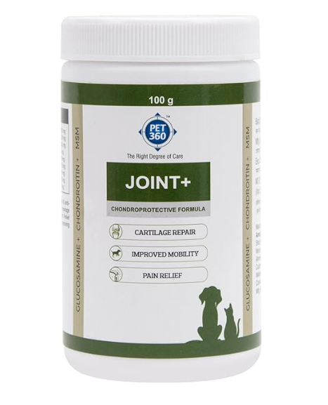 PET360 Joint+ Chondroprotective Formula with Glucosamine, Chondroitin, MSM | Hip, Joints, Cartilage Supplement for Adult Dogs, Puppy, Senior Dogs & Cats, 100 gm
