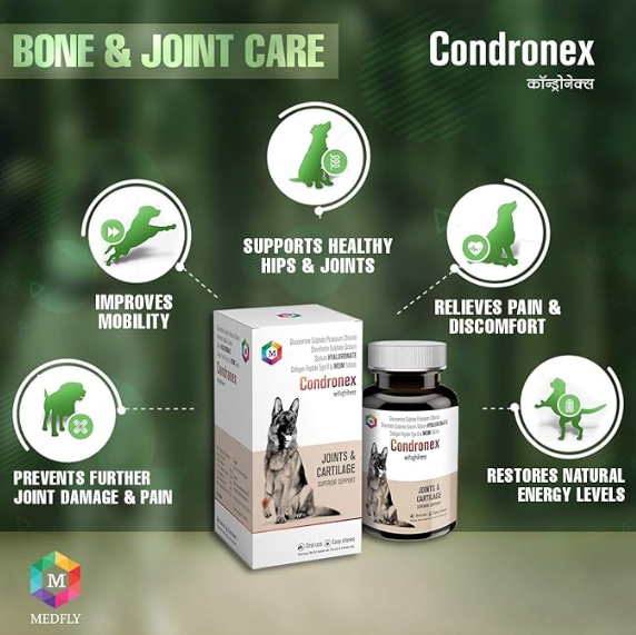 Medfly Healthcare Condronex Joint and Cartilage Supplement for Dogs and Cats (Pack of 30 Tablets)