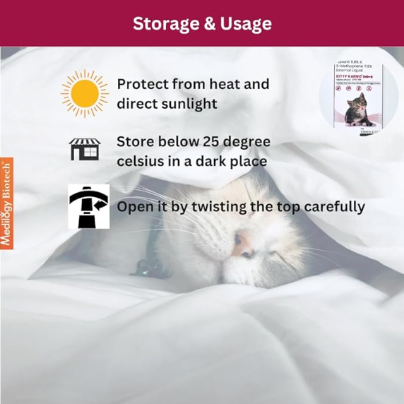 Kitty Karno's Flea and Tick Control: Powerful Cat Flea Killer - Effective Cat Flea Medicine for Kittens and Cats (8 weeks onwards), Effective Cat Spot On For Flea & Tick Prevention | Pack of 1 (.5 ml)