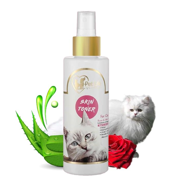 Pure Organic Skin Toner Spray for Cat Skin Allergy, Redness, Itchiness, Fungal Infection, Restores Skin Health & Moisture - Safe & Effective Cat Friendly Formula for All Cat Breeds - 200 Ml
