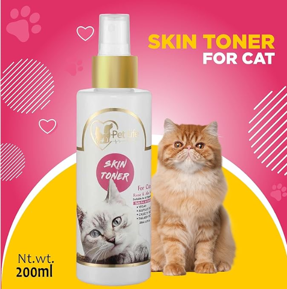 Pure Organic Skin Toner Spray for Cat Skin Allergy, Redness, Itchiness, Fungal Infection, Restores Skin Health & Moisture - Safe & Effective Cat Friendly Formula for All Cat Breeds - 200 Ml