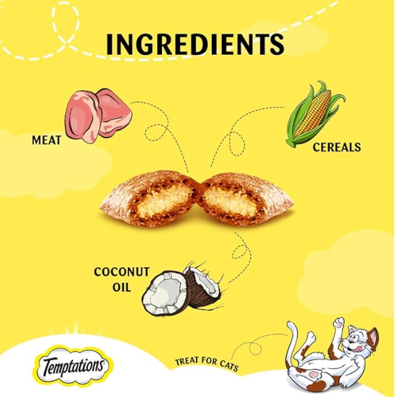 Temptations Cat Treat, Seafood Medley Flavour - 85 G, Chunk, Adult,Pack of 1