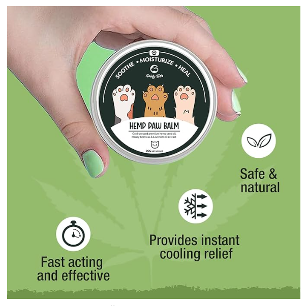 Goofy Tails Hemp Paw Cream for Cats 30g | All Natural Hemp Paw Balm for Cats and Kittens | Protects, Soothes and Moisturizes Chapped Paws | Enriched with Beeswax, Essential Oils & Aromas