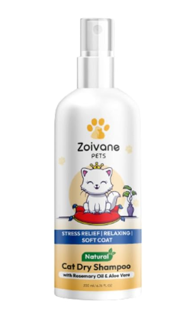 ZOIVANE Cat Dry Shampoo 200ml | Extra White 5 in 1 Cat Shampoo with Conditioner, Cat Shampoo for Persian Cat Hair Fall, Kitten Shampoo, Cat Accessories, Cat Shampoo for Normal Cat, Suitable for All Cat Types - Pack of 1
