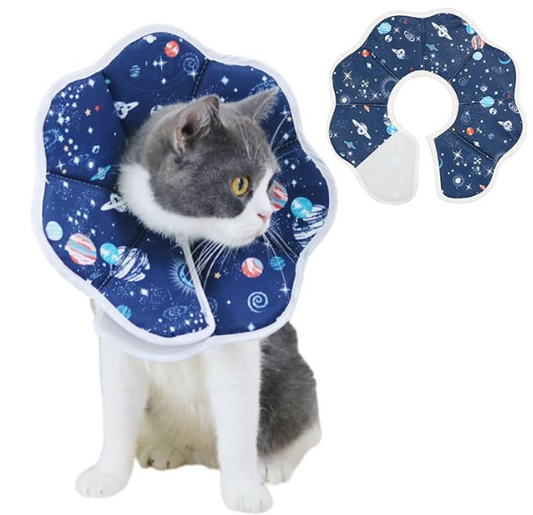 Comfy Cat Cone Collar, Cat Neck Collar Adjustable E Collar for Cats, Soft Padded Cotton Foldable Cat Recovery Collar Anti-Licking Cat Cone Surgery Recovery Collar Cat Gift (S, 16-23cm)